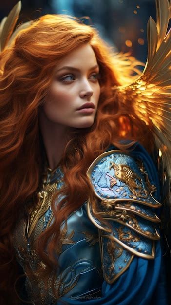 Premium AI Image | Portrait of a beautiful female warrior archangel Ai generated art