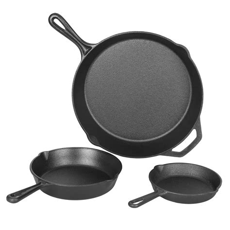 Ozark Trail 3 Piece Pre Seasoned Cast Iron Skillet Set 6 8 And 12 Pans