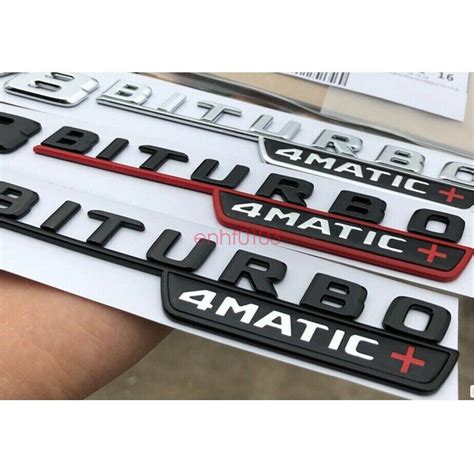 Gloss Black Red V Biturbo Matic Fender Emblems Badges For Mercedes