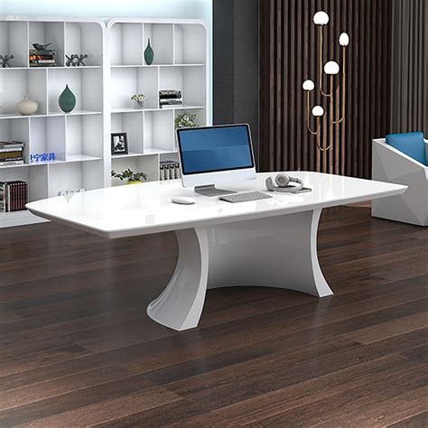 Modern White Writing Desk in MDF & Metal Home Office Desk-Homary