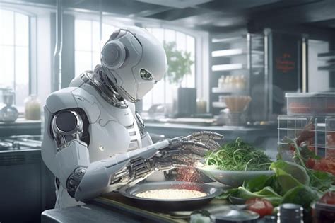 Premium Photo Artificial Intelligence Robot Working At Kitchen