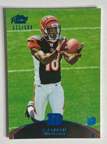 A J Green Topps Prime Blue Rc Rookie Parallel Bengals D