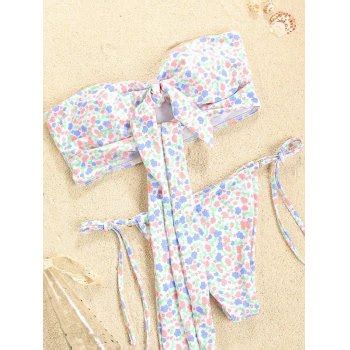 Emmiol Free Shipping Knotted Bandeau Bikini Set Lilac S In Bikini