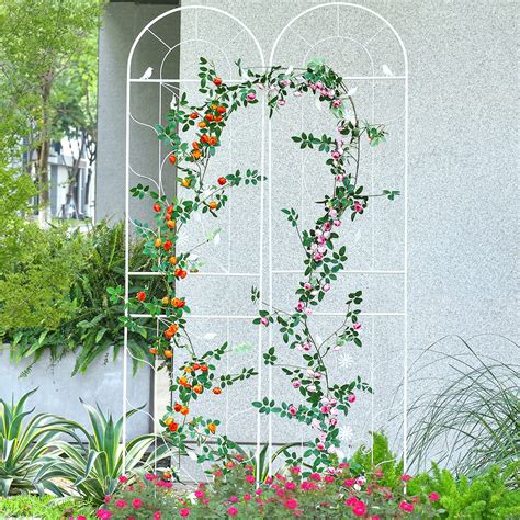 Sungmor Large Metal Garden Trellises For Climbing Plants 825 Inch Tall And 2pc White Pack