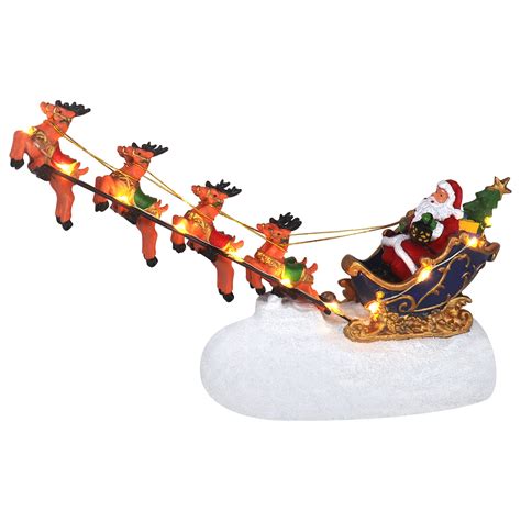 Santa In Reindeer Sleigh Christmas Village Pre Lit Musical Christmas