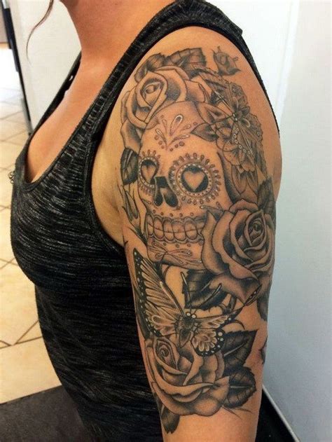 Girly Sugar Skull Tattoo Sleeve