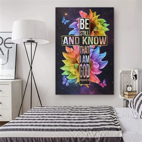 Psalm 4610 Be Still And Know That I Am God Bible Verse Wall Art Canvas Teehall Live Creatively