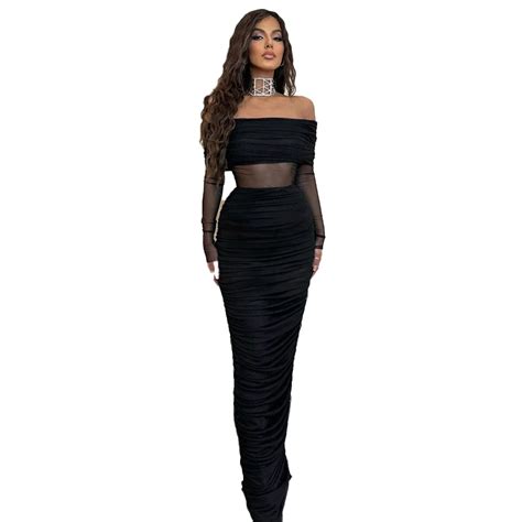 Women S Mesh See Through Mini Bodycon Dress Black Monochromatic Long