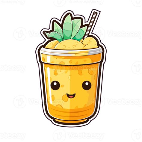 Mango Pineapple Smoothie Sticker Cool Colors Kawaii Clip Art