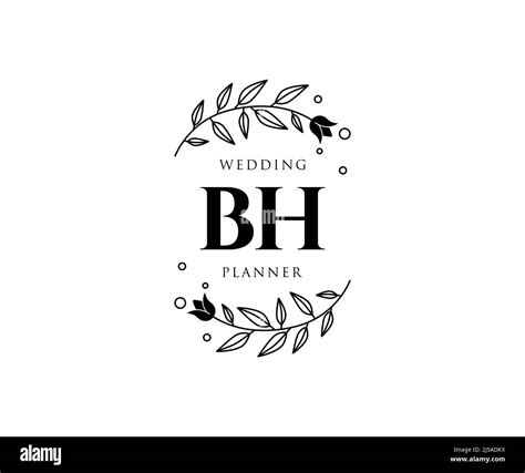 Bh Initials Letter Wedding Monogram Logos Collection Hand Drawn Modern