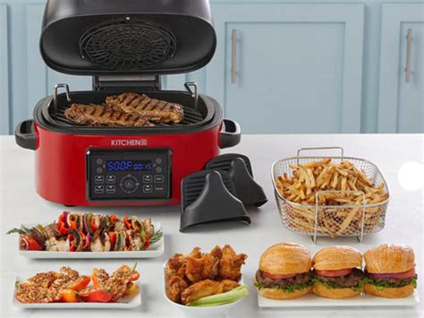 Kitchen HQ 6.5QT 7-in-1 Air Fryer Grill with Accessories - Red (Open ...