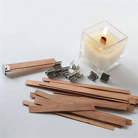 50pcs 5 13cm Wooden Candles Wick With Sustainer Tab Candle Wick Core