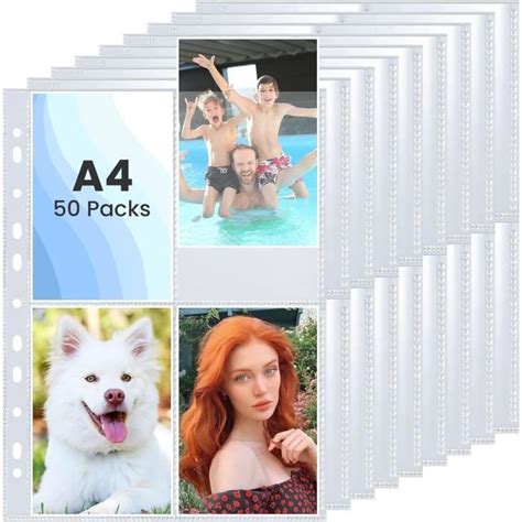 50 Pack Pochettes Pour Photos A4 Classeur D Album Transparent Pochette