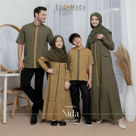 Jual Sarimbit Terbaru Endomoda Nida Gamis Hijau Army Shopee