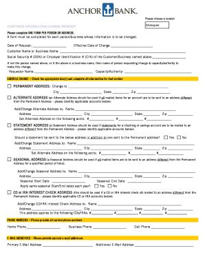 Fillable Online Customer Information Change Request Fax Email Print