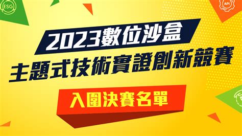 2023數位沙盒主題式技術實證創新競賽 入圍決賽名單公告 金融科技創新園區 Fintechspace