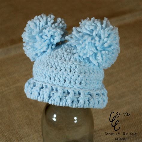 Preemie Double Pom Pom Hat Crochet Preemie Hats Crochet Baby Hat