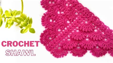 Very Easy Crochet Triangle Shawl Wrap Shell Fan Stitch Shawl Pattern