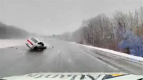 Massachusetts Ambulance Driver Narrowly Avoids Highway Rollover Crash In Front Of Him Video