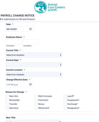 Payroll Change Notice Form Template Jotform