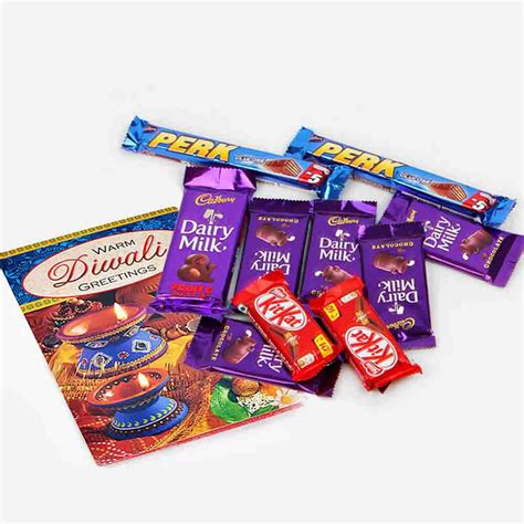 Assorted Cadbury Chocolates With Diwali Wishes Card India