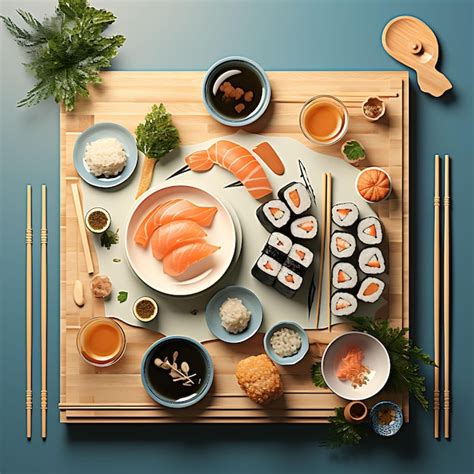 Premium Photo Photoshoot Of Sushi Restaurant Square With Circular