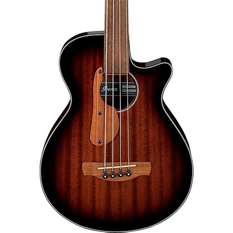 Ibanez Aegb24fe Fretless Auditorium Acoustic Electric Bass Guitar Mahogany Sunburst Guitar Center