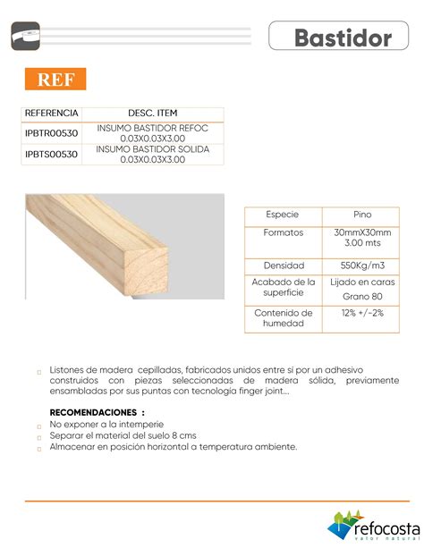 Ficha Técnica Bastidor Pino by Madecentro Colombia Issuu