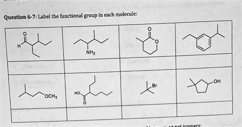 SOLVED Question 6 7 Label The Functional Group In Each Molecule NHz