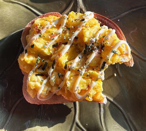 Scrambled Egg Toast With Kewpie Mayo And Wasabi Furikake R Eggs