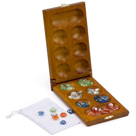 Gse Games And Sports Expert Multi Color Glass Stones Mancala Pine Wood