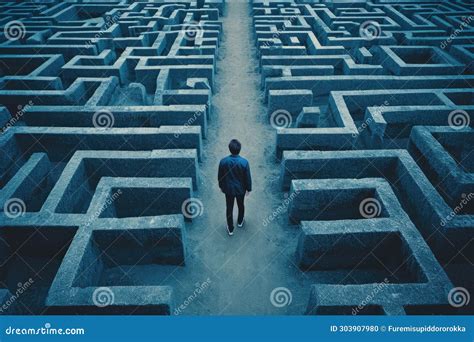 Person Navigating A Maze Or Labyrinth Symbolizing Problem Solving And