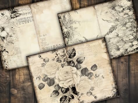Ledgers Junk Journal Pages Digital Download Scrapbook Paper Kit Collage