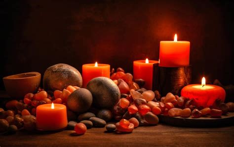 Premium Photo | Spa treatment with candles and hot stones