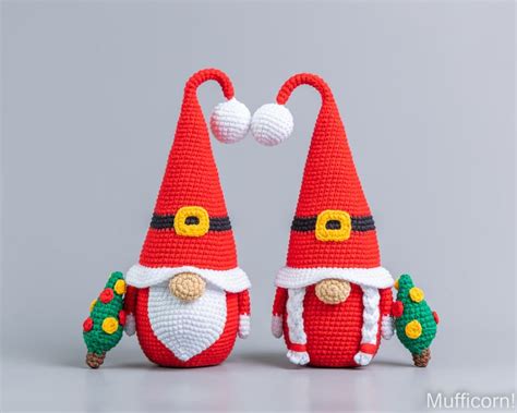 Christmas Crochet Patterns Santa Gnomes With Christmas Trees Etsy