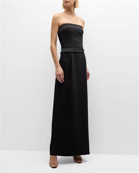Emporio Armani Strapless Pleated Column Gown | Neiman Marcus