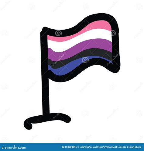 Gender Fluidity Pride Flag In A Form Of Brush Stroke Vector