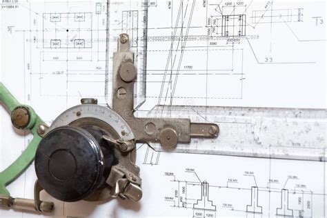 Engineering Drawing Board With Blueprint Stock Photo - Image: 28769986