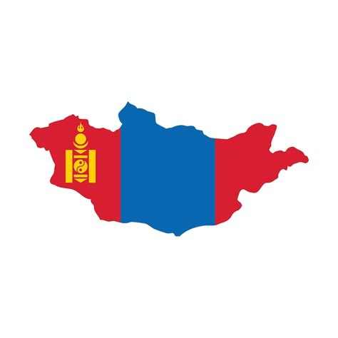 Mongolia Mapa Con Bandera Sobre Fondo Blanco Ilustraci N Vectorial