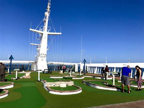 Top Deck Of Cruise Ship With Golf Course Editorial Stock Image Image