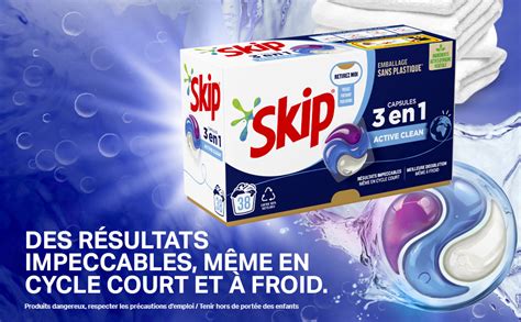 Skip Lessive Liquide En Tablettes Capsules 3 En 1 Active Clean