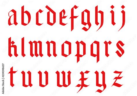 gothic font alphabet - old handwriting abc vector letters - Stock ...