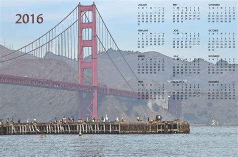 2016 San Francisco Bridge Calendar Free Stock Photo Public Domain