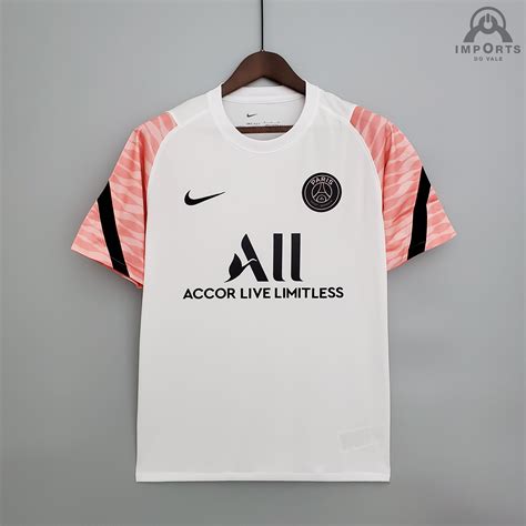 Camisa Paris Saint Germain 21 22 Treino Branco rosa bebê Imports