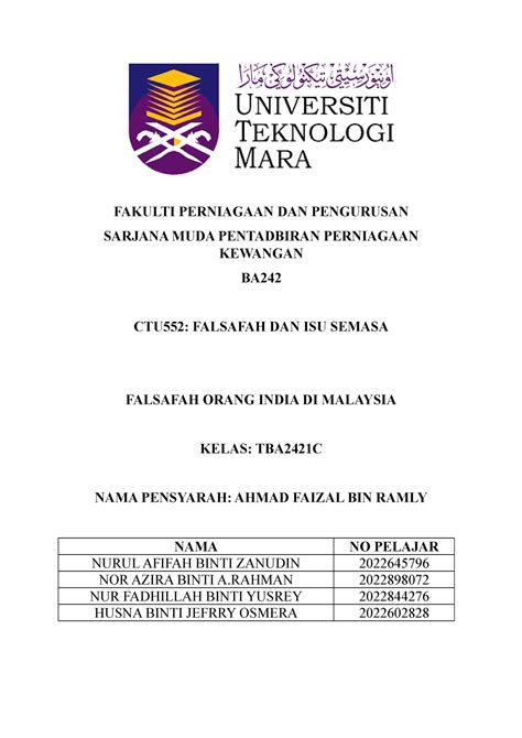 Group Assignment CTU552 FAKULTI PERNIAGAAN DAN PENGURUSAN SARJANA