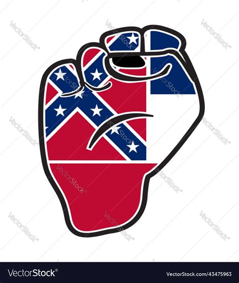 Mississippi State Flag With Power Fist Royalty Free Vector