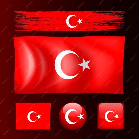 Premium Vector | Turkish flag in different designs illustration