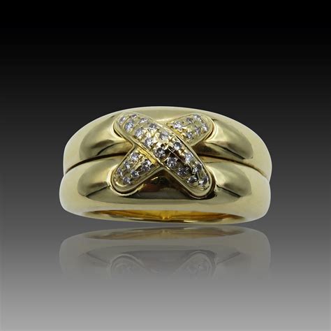 Bague Chaumet Double Liens Or Jaune K Cts Diamants Taille