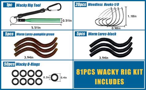 Wacky Rig Worm Tool Kit 81pcs Wacky Worm O Rings Hooks Set Weedless