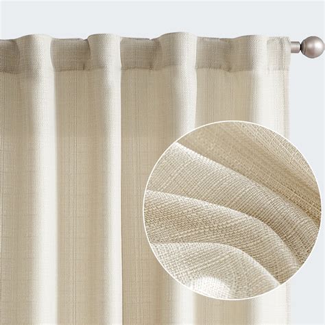 Curtainking 63 Inches Beige Linen Textured Drapery for Living Room ...